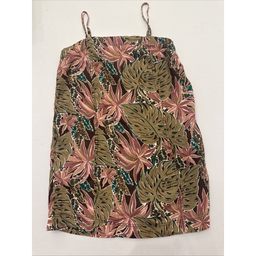 Madewell Women's 6 Goldie Mini Dress 100% Linen Summer Boho Lagenlook Tropical
